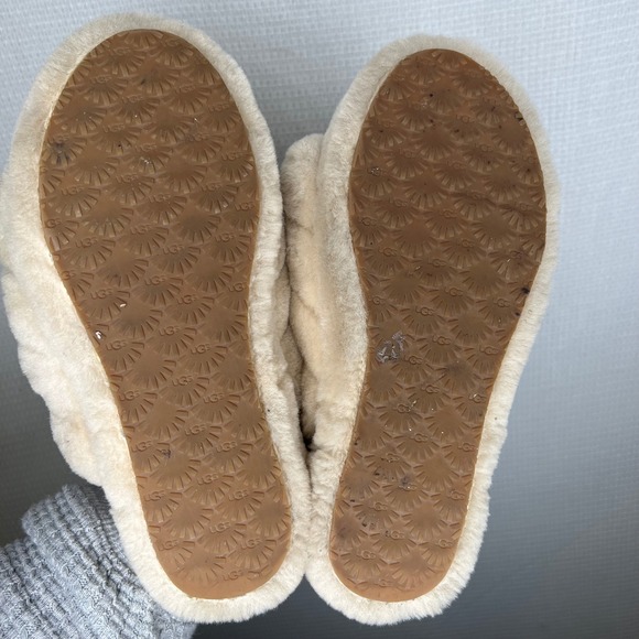 UGG Fluff Yeah Size 6 Slide Slippers Tan Beige Women's Slides Comfort Sandals - Picture 5 of 6